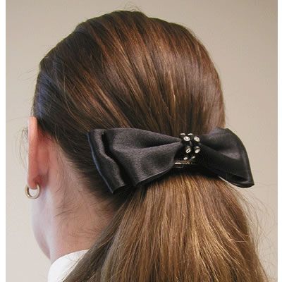 Diamond Hair Accessories Rhinestone Banded Satin Bow