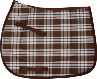 TuffRider Pastel Plaid All Purpose Saddle Pad-Cashmere/Chocolate