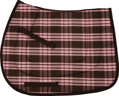 TuffRider Pastel Plaid All Purpose Saddle Pad-Pink/Chocolate