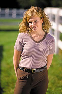 TuffRider Striped V-Neck Tee-Short Sleeve::