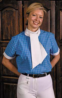 TuffRider Wellingtin Check Dressage Show Shirt w/Stock Tie