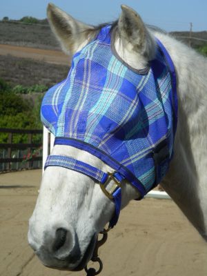 Kensington Bug Eye with Web Trim Fly Mask<font color=#000080>- SIZE:  Medium  COLOR:  Plum Ice Plaid</font> Best Price