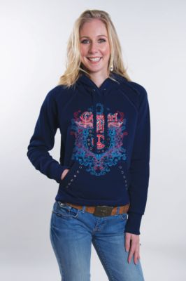Cowgirl Up  Fleece Hoodie <font color=#000080>- SIZE:  Large  COLOR:  Navy</font> Best Price
