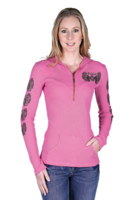 Adiktd Ladies Thermal Hoodie<font color=#000080>- SIZE:  Large  COLOR:  Pink</font> Best Price