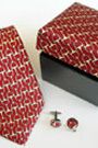LILO Men's Bits to Bits Equestrian Design Silk Tie and Cuff Link Set