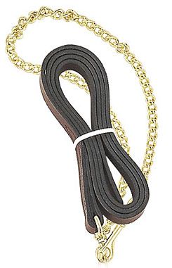 Perri's Leather Collection Leather Lead with Fine 30in Chain