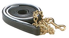 Perri's Leather Collection Padded Leather Lead with Solid Brass Chain