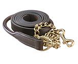 Perri's Leather Collection Rolled Leather Lead with Solid Brass Chain