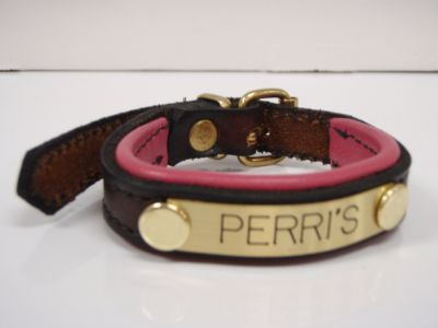 Perris Padded Leather Bracelet with Custom Nameplate