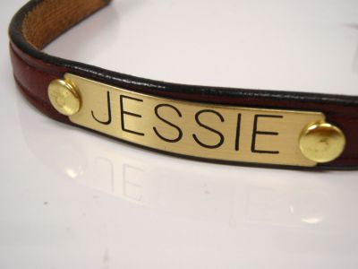Perri's Leather Bracelet with Custom Brass Nameplate