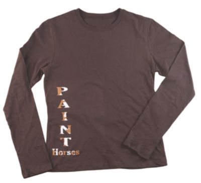 Stirrups Ladies Paint Horse Long Sleeve Tee Shirt