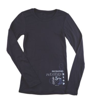 Stirrups Ladies Western Spin Long Sleeve Tee Shirt