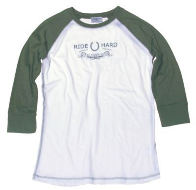 Stirrups Ladies Ride Hard 3/4 Sleeve Raglan Tee Shirt (SC00640) Stirrups Ladies Ride Hard 3/4 Sleeve Raglan Tee Shirt (SC00640)