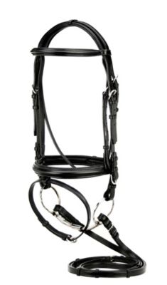 Silverleaf Plain Raised Padded Dressage Bridle with Flash/Reins