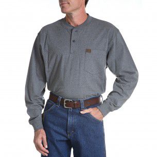 Riggs Workwear Mens Long Sleeve Henley Shirt Best Price