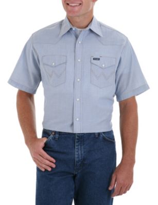 Wrangler Mens Big and Tall Short Sleeve Chambray Blend Shirt Best Price