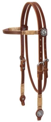 Weaver Browband Headstall with Conchos and Rawhide