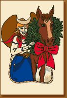 WYO-Horse Horse Wreath Holiday Card Set