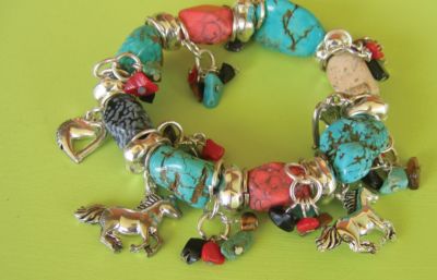 WYO-Horse Gemstone Horse Charm Bracelet