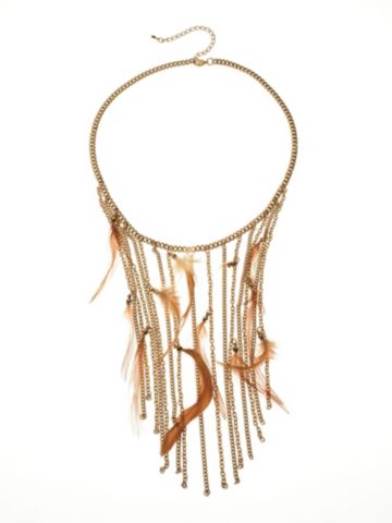 Fringe-n-Feather Strand Necklace