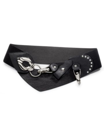 Pleather & Rhinestone Slim Belt
