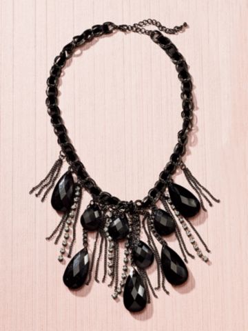Rhinestone & Black Bead Necklace