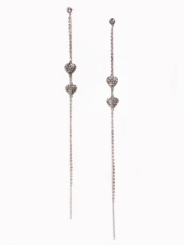 Rhinestone & Chain Heart Duster Earring