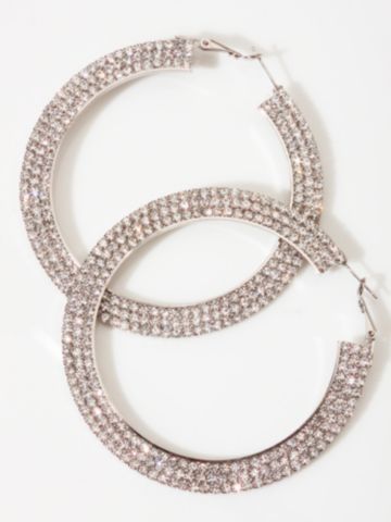 Large Rhinestone Hoop Earring