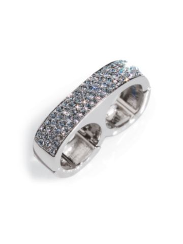 Rhinestone Double Finger Ring