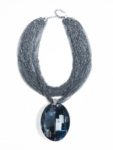Multi-Chain Jeweled Pendant Necklace 