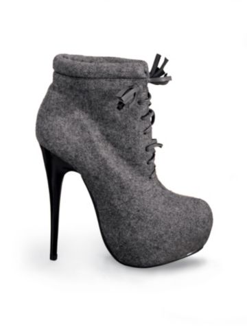 Lace-Up Wool Ankle Boot