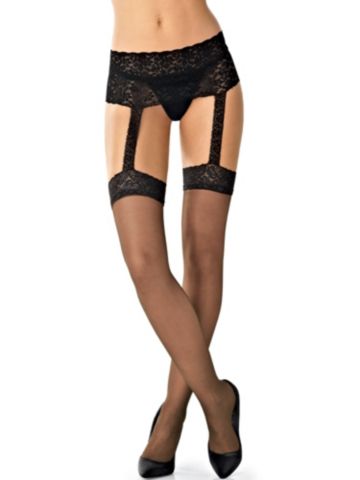 Lace-Top Suspender Pantyhose Plus