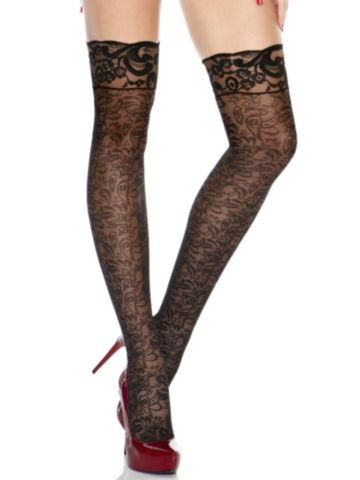 Lace Backseam Thigh High