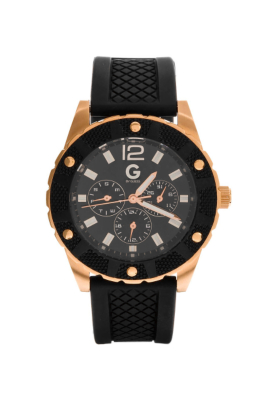 G by GUESS Bold Rose Gold-Tone and Black Sport Watc