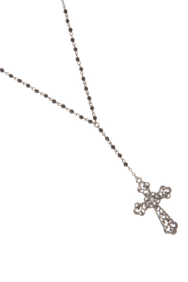 G by GUESS Hematite Rosary Necklace, HEMATITE