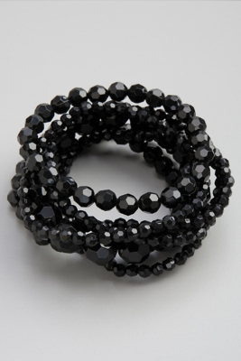 GUESS Jet Bead Stretch Bracelet Set, BLACK