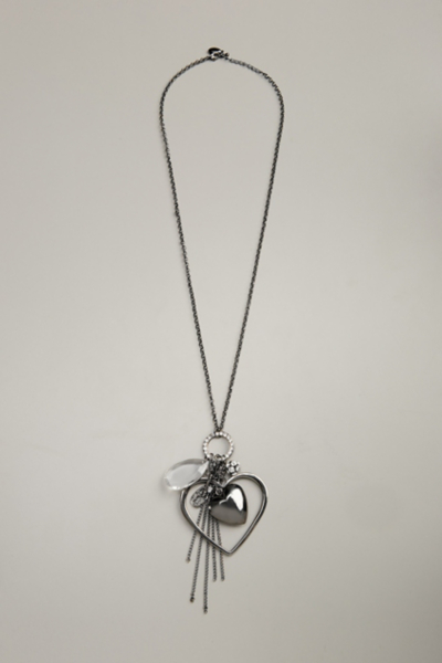 Open Heart Long Charm Necklace