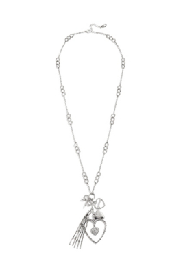 Silver-Tone Heart Charm Necklace