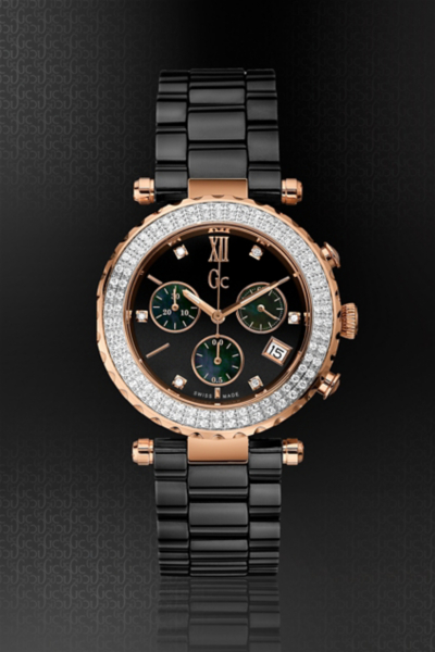 Gc Diver Chic Diamond Bezel Black Ceramic Timepiece