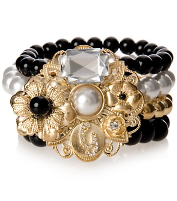 Flower Plaque Stretch Bracelet Flower Plaque Stretch Bracelet