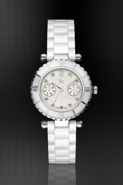 GC DIVER CHIC Diamond Dial White Ceramic Timepiece