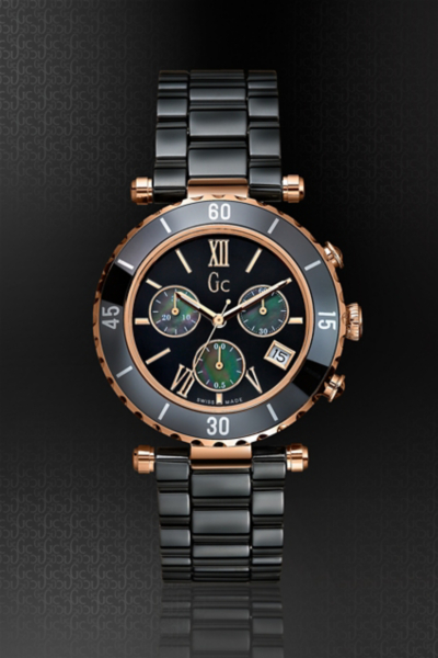 Gc Diver Chic Black Ceramic Chronograph Timepiece