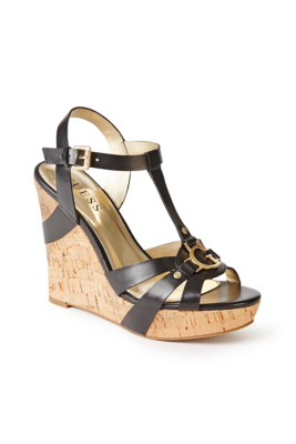 guess denim wedge sandals