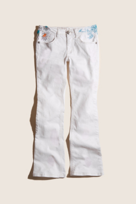 GUESS Kids Girls Micro-Flared Jeans with Embroidery, WHITE (7)