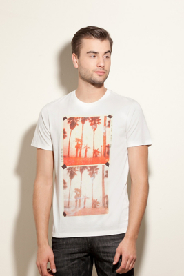 Short-Sleeve Organic Tee with Sepia Palms