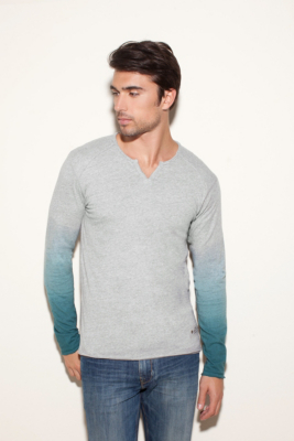 Faulk Dip-Dyed Slit-Neck Shirt
