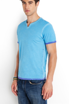 Hart Slit-Neck Tee with Dip-Dyed Hem