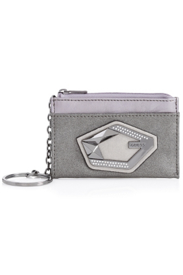 GUESS Thriller Zip Keychain Coin Purse, GREY