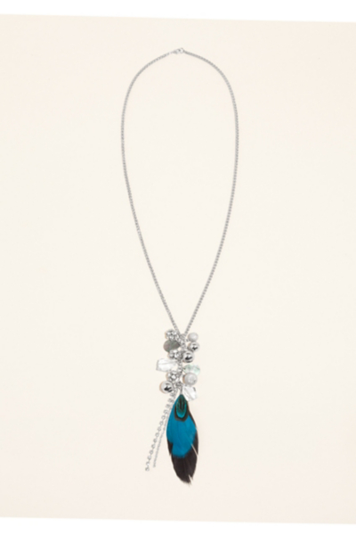 Feather and Rhinestones Necklace
