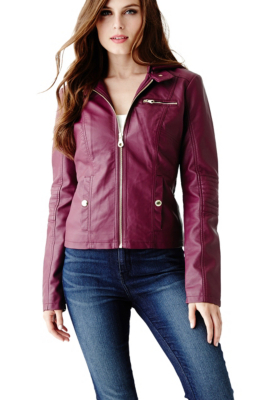 guess womens brown leather jacket